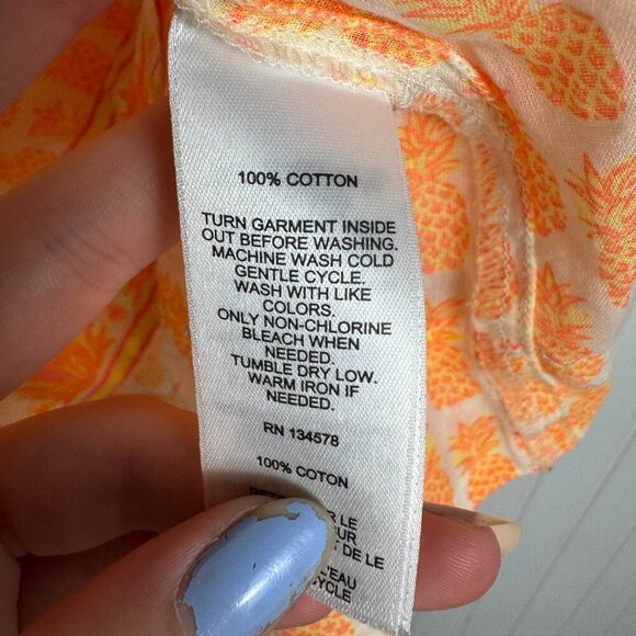 Vineyard Vines orange pineapple print sleeveless top size small C49 - Picture 4 of 5